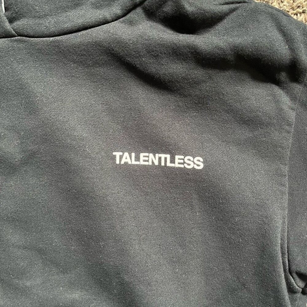 Talentless Activewear Hoodie Women's Unisex Small Black Lightweight Cotton Long - Picture 3 of 6